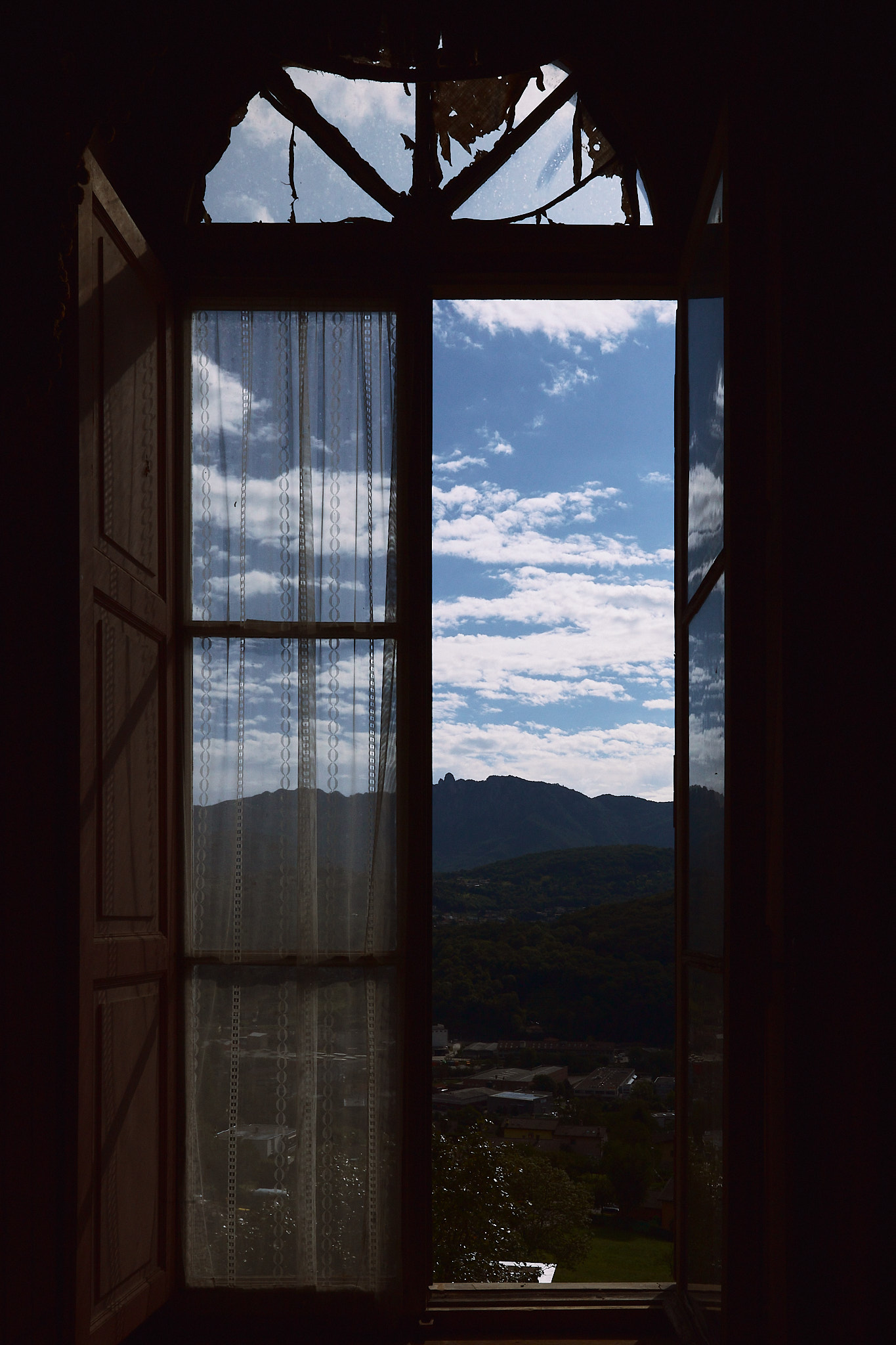 Luca Bertone - The Castle - Window with a view of the valley, still bearing remnants of Second World War coverings - Torricella Vedeggio Valley - Switzerland